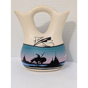 Vintage Navajo Wedding Vase Pottery Signed Jean B. Native American Art Sunset